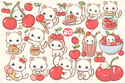Cute Kawaii Cat Clipart PNG Bundle, an Animal Illustration by Blumensdiary (Thumbnail 4 of 11)