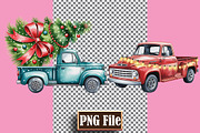 Watercolor Christmas Trucks Clipart, a Decorative Illustration by protabsorkar11 (Thumbnail 6 of 7)