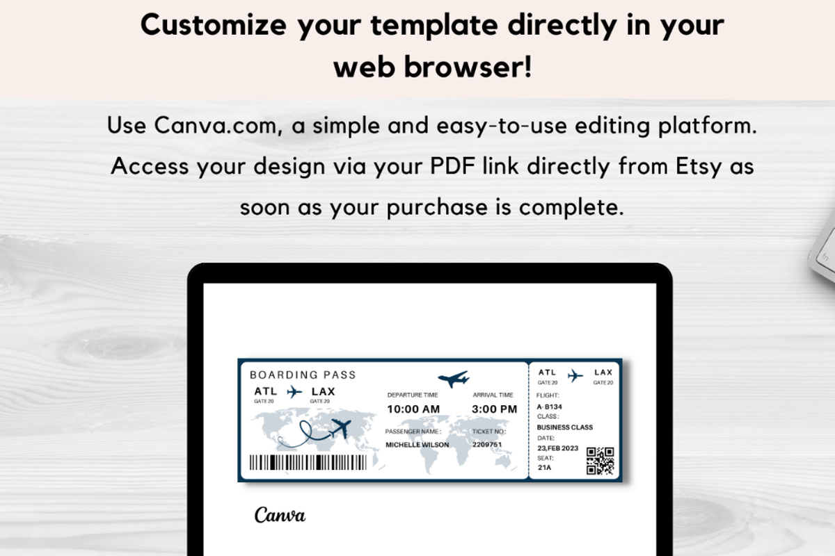Editable Boarding Pass Template, a Card Template by YasdeyDesigns (Photo 4 of 9)
