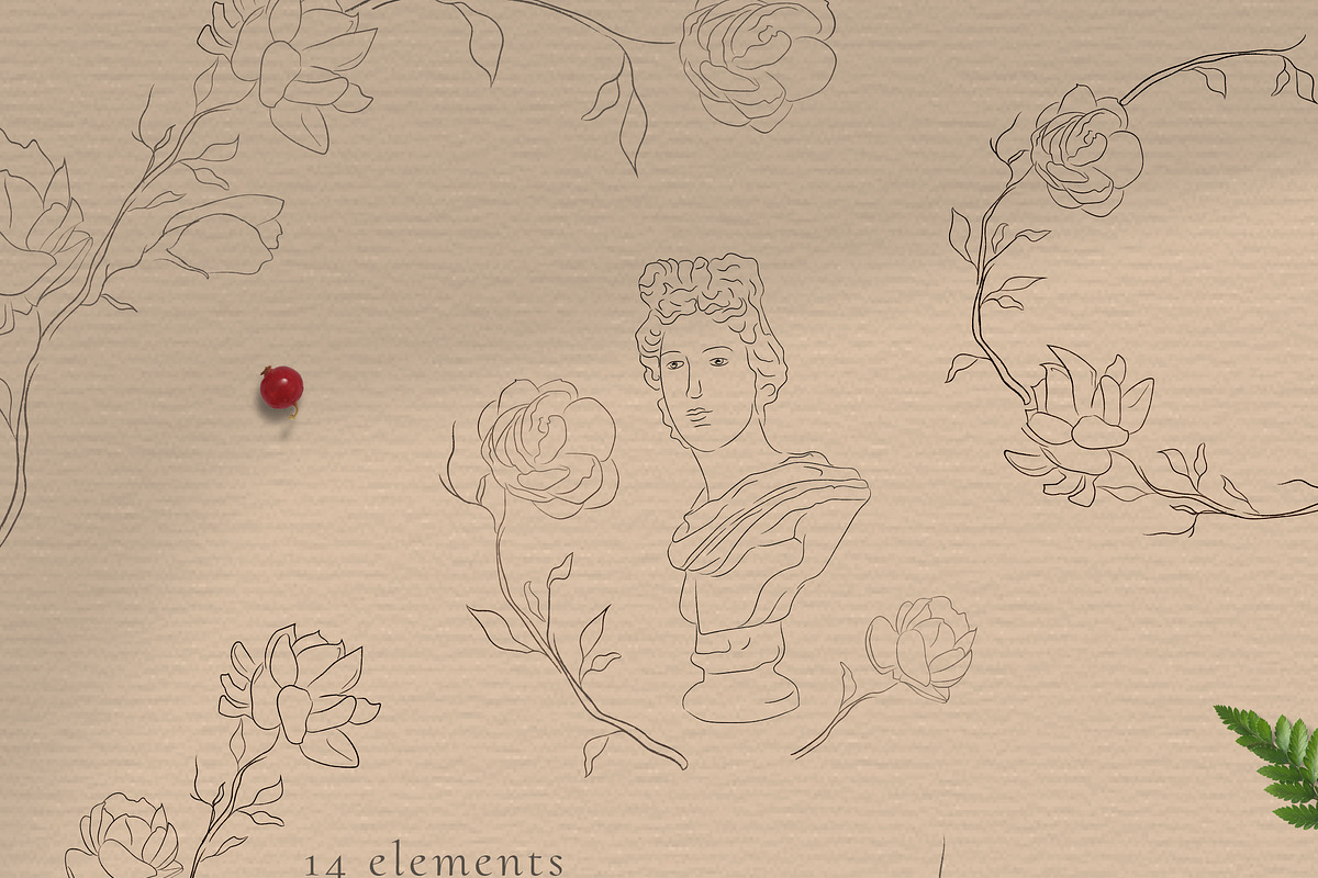 Jasmine Flowers Line Art Elements, an Illustration by Olya Creative (Photo 2 of 6)