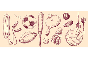 Sport doodle collection with hand, a Sport Illustration by art PVP - market