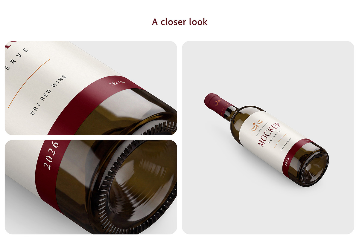 Dark Glass Wine Bottle Mockup Set, a Packaging Mockup by Country4k (Photo 4 of 4)