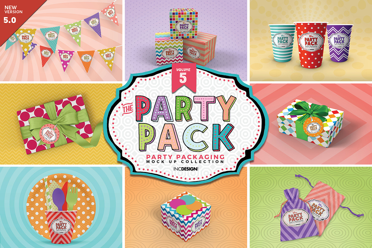Vol.5 Party Packaging MockUps, a Cups & Container Mockup by INCDesign (Photo 1 of 19)