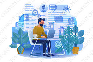 Man Laptop Recruitment Job Search, a Person Illustration by Christos Georghiou