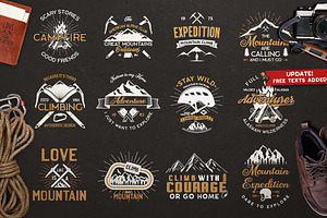 Mountain Expedition Logos Badges Set