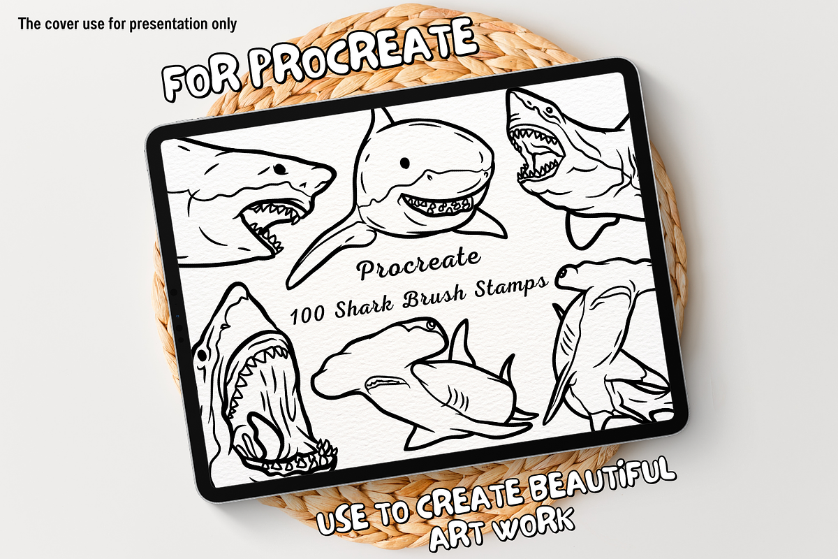 100 Shark Procreate Stamps, a Brush Add-On by Painter Creative Books (Photo 1 of 9)