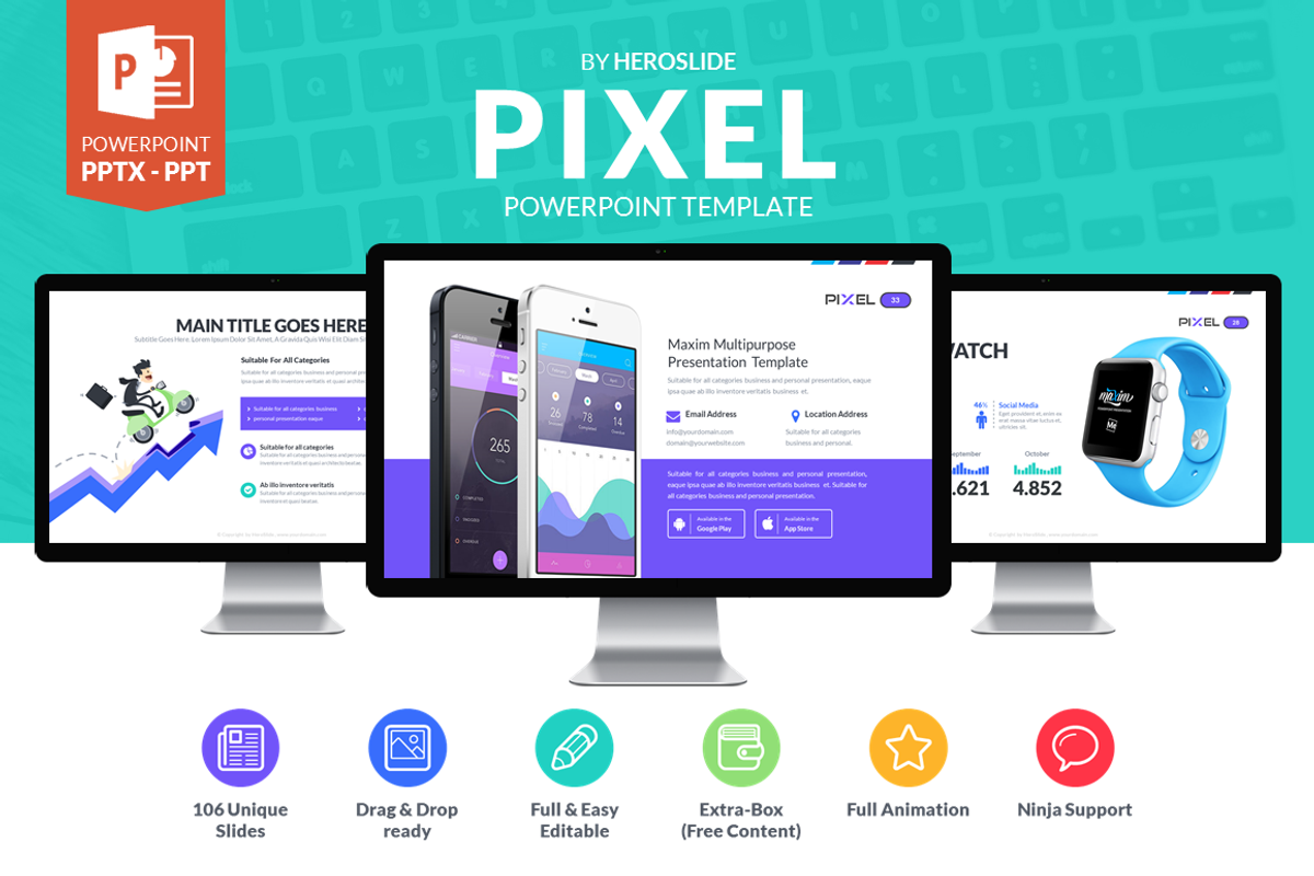 Pixel , Business Powerpoint Template, a Presentation Template by MeemSlide (Photo 1 of 5)