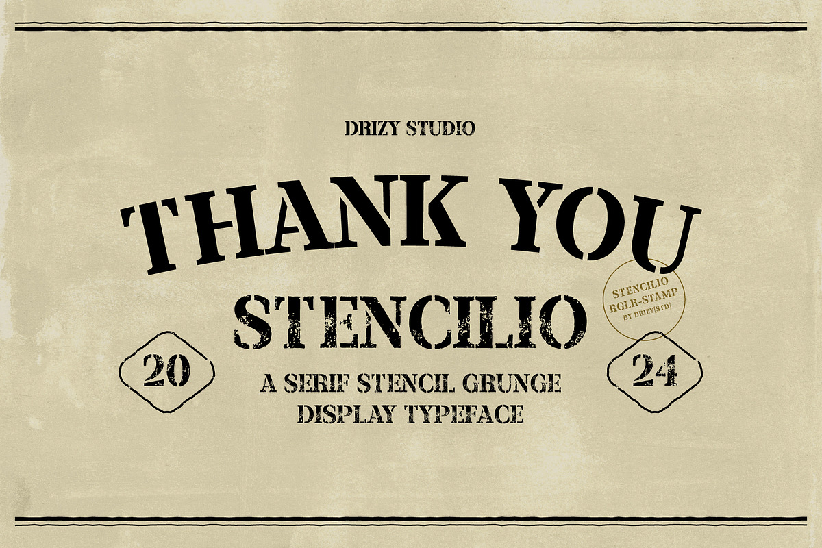 Stencilio – Serif Stencil Grunge, a Serif Font by Drizy (Photo 10 of 10)