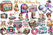 Retro Mothers Day Clipart, an Illustration by DreamCafeArt (Thumbnail 1 of 3)