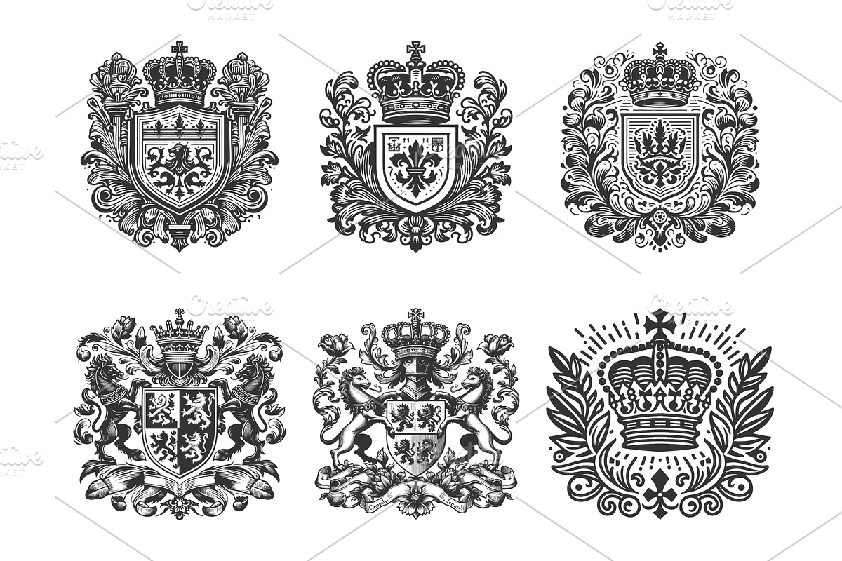 Royal Coat of Arms and Crown Emblems, an Illustration by AlexArt