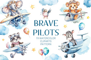 Airplane & Brave Pilots Watercolor