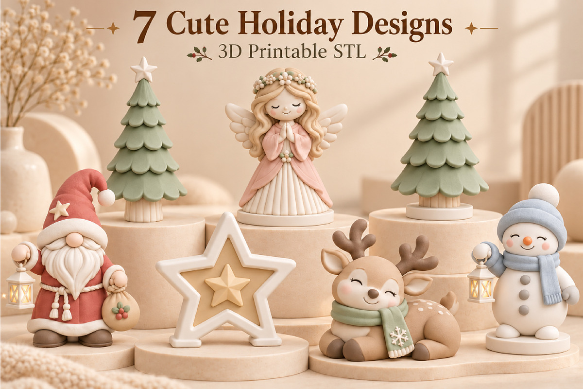 Cute Christmas Family 3D STL, a Scene 3D Model by Layerology (Photo 4 of 4)