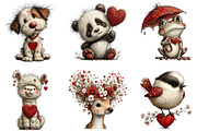 Valentine Whimsical Animals Clipart, an Illustration by Dream Creation (Thumbnail 5 of 8)