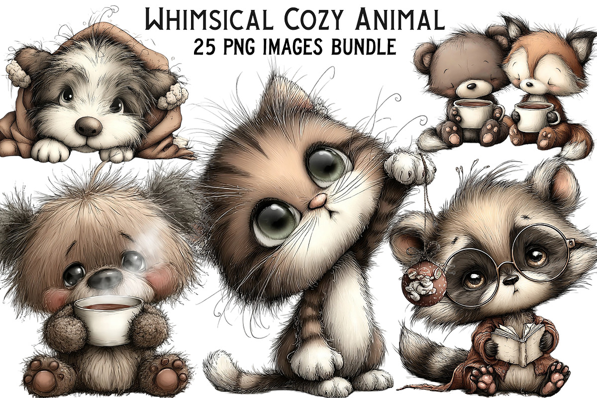 Whimsical Cozy Animal Clipart, an Illustration by Craft Nest (Photo 1 of 8)