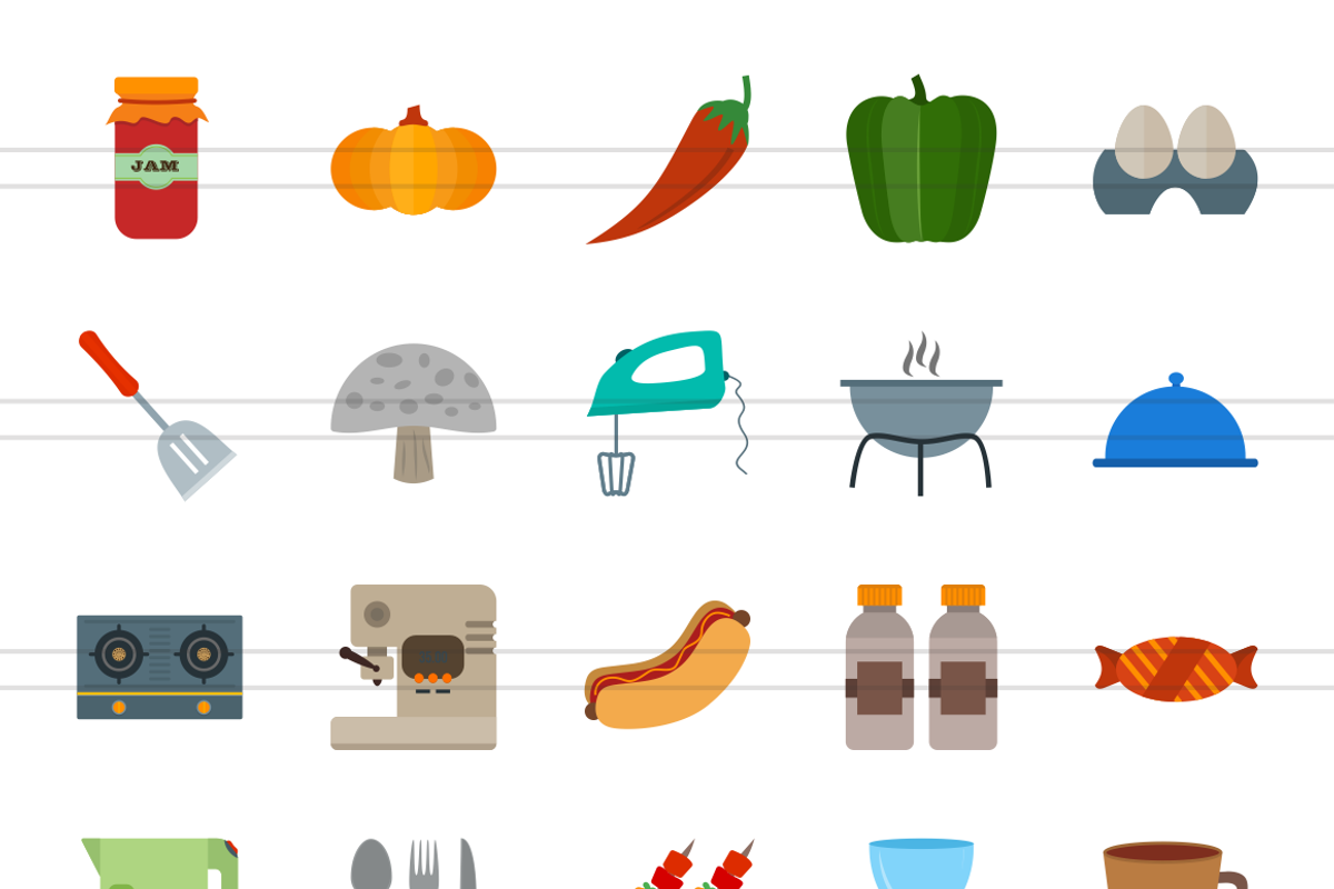 50 Food Flat Multicolor Icons preview 2