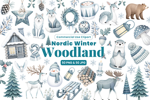 50 Nordic Christmas Line Art Clipart