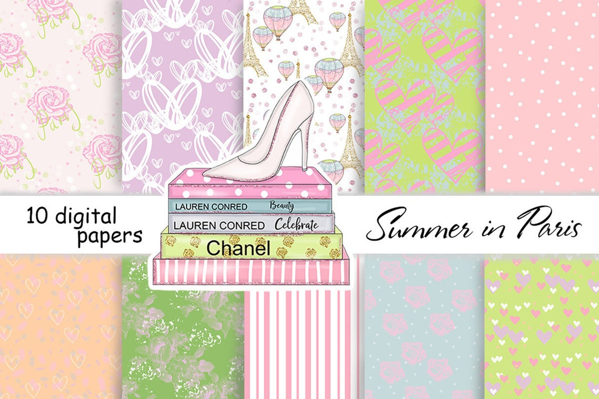 Summer In Paris Pattern, a Pattern Graphic by GlamArtZhanna (Photo 1 of 3)