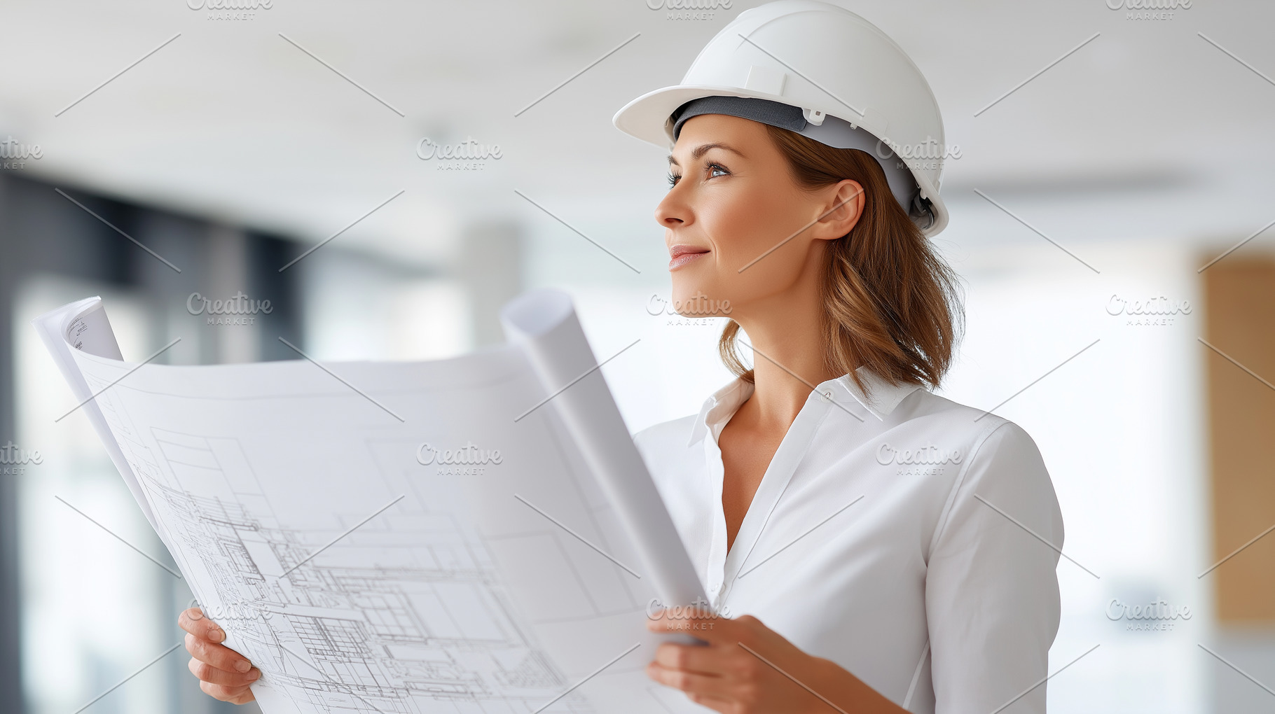 Confident female architect in hard, an Architecture Photo by MistyDay