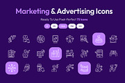 Marketing and Advertising Icons, an Outline Icon by Prosymbols (Thumbnail 1 of 7)