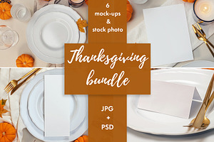 Thanksgiving dinner mock-up bundle, a Print Template by Imageblend