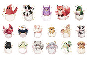 Pocket Animal Friends Clipart Bundle, an Animal Illustration by InkyQueenArt (Thumbnail 4 of 5)