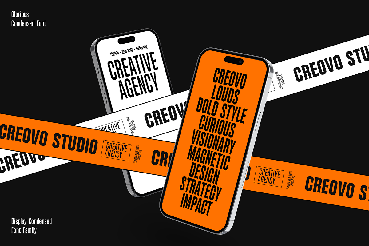 Glorious – Condensed Font Family, a Sans Serif Font by Umitype (Photo 7 of 9)