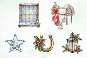 Watercolor Western Christmas Clipart, an Illustration by Creative Art (Thumbnail 6 of 10)