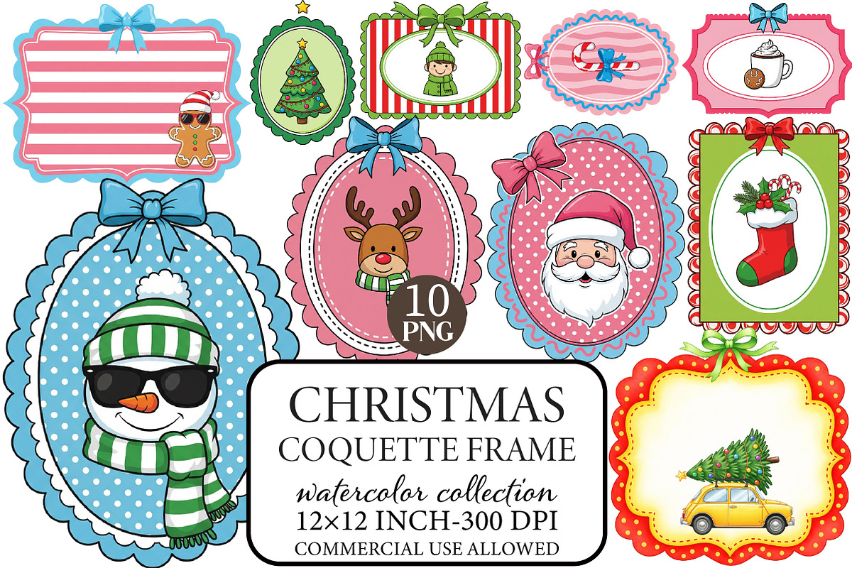 Christmas Coquette Frame Clipart Bun, an Illustration by Libby Wishes (Photo 1 of 8)