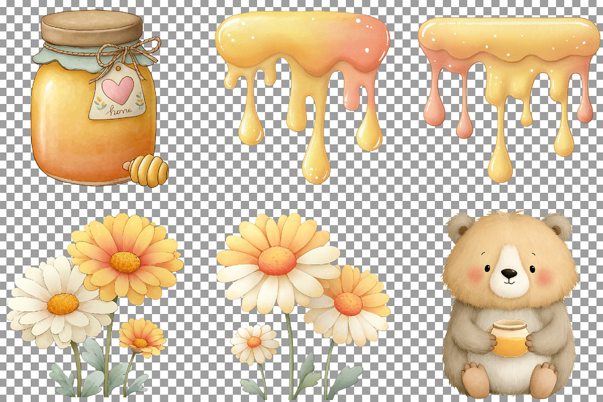 Honey Bee Watercolor Cliparts, an Illustration by Sublimation Artist (Photo 2 of 7)