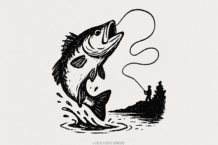 Large Mouth Bass PNG, Fishing