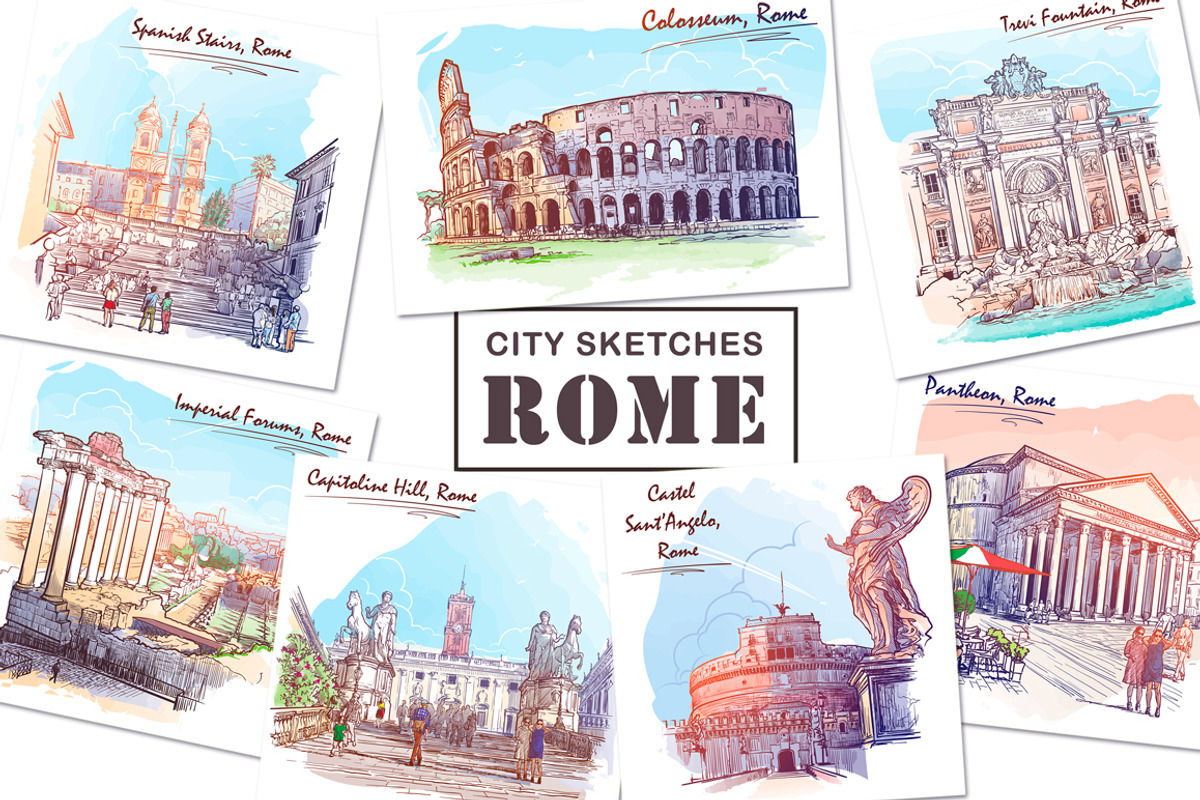 Sketching Rome-3 Colors Bundle, an Illustration by AntonPix Studio (Photo 1 of 7)
