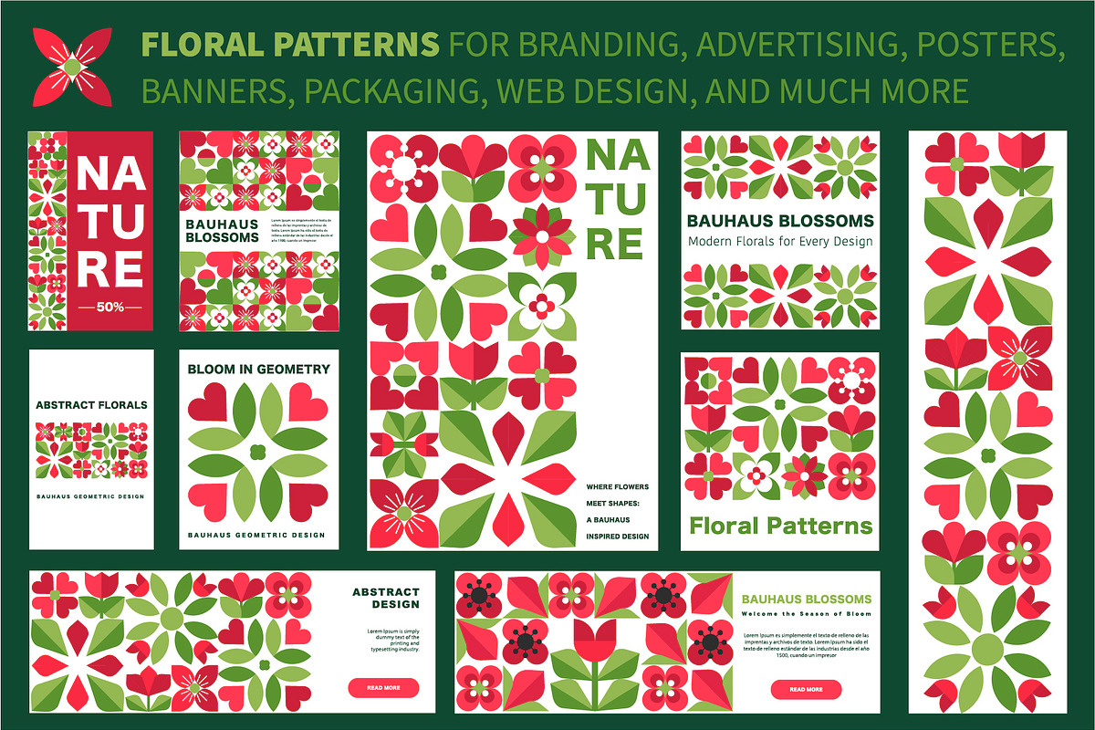 Mosaic Botanical Patterns & Elements, a Pattern Graphic by Lettering_Logo (Photo 2 of 4)