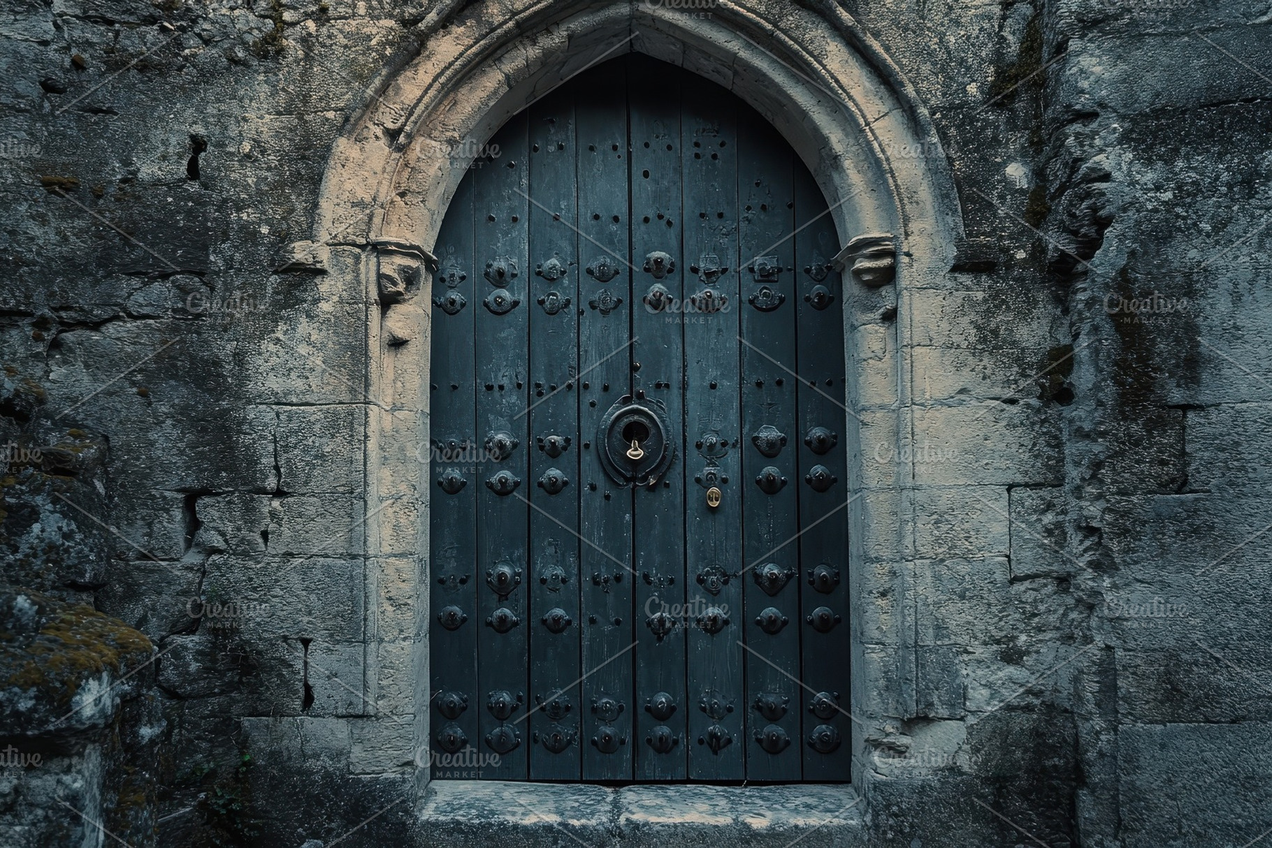 Castle door with intricate lock capt, a Photo by Iftikhar Alam