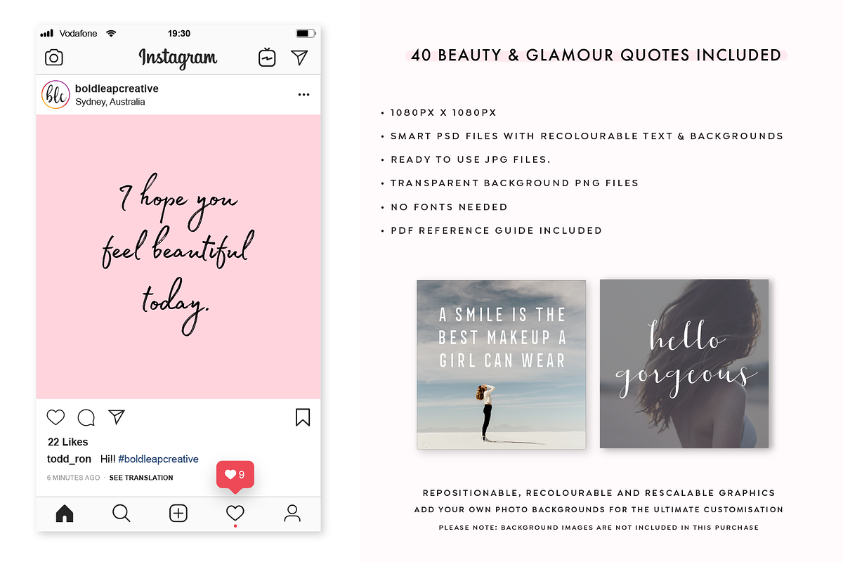 Beauty & Glamour Instagram Quotes, a Social Media Template by Bold Leap Creative (Photo 2 of 3)