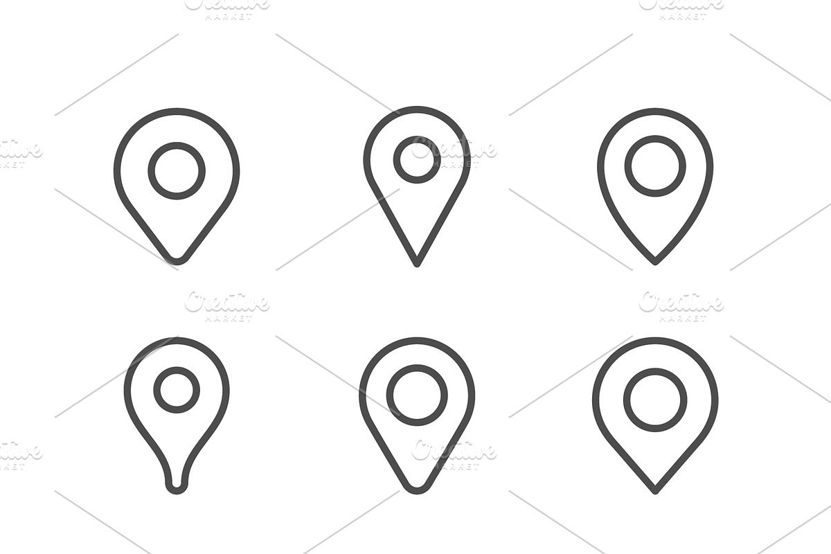 Set line icons of location pin, an Outline Icon by motorama (Photo 1 of 2)
