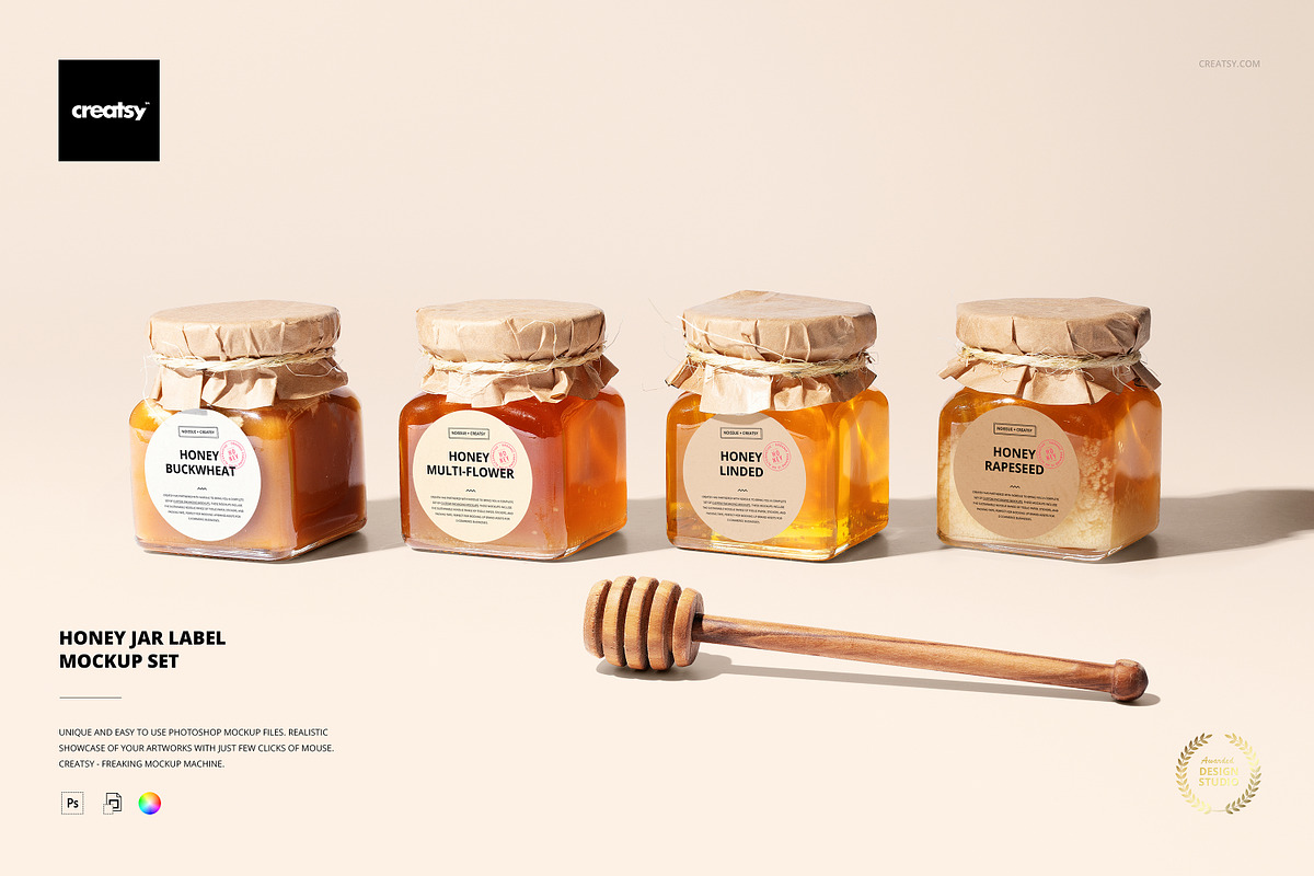 Honey Jar Label Mockup, a Merchandise Mockup by creatsy5 (Photo 1 of 4)
