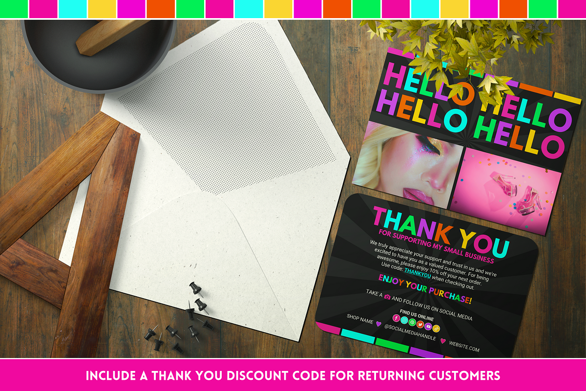 Neon Thank You Card - Edit in Canva, a Business Card Template by SunshineStudioBoutique (Photo 9 of 10)