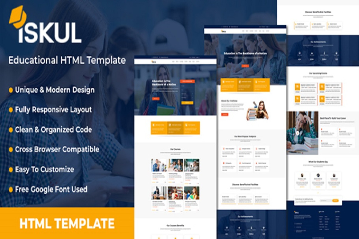ISKUL - Educational Website Template, a HTML Template by THESOFTKING (Photo 1 of 7)