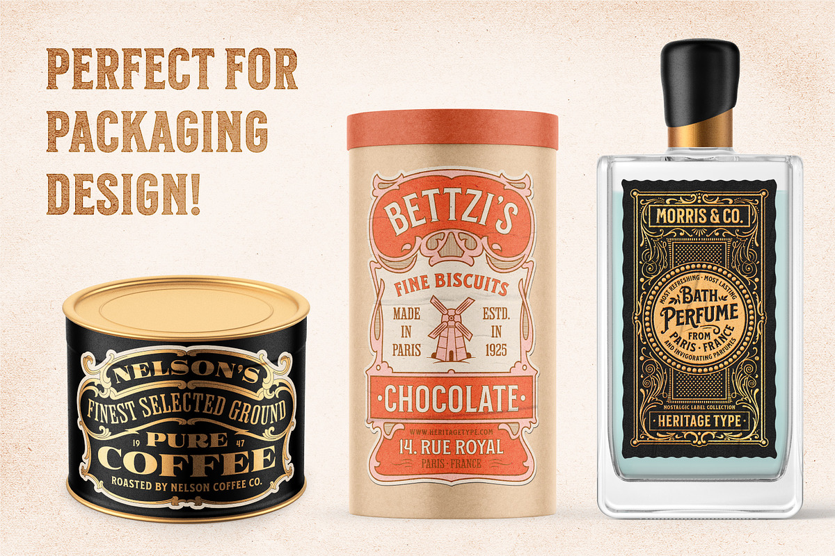 Nostalgic Font and Label Collection, a Graphic by Heritage Type Co. (Photo 6 of 14)