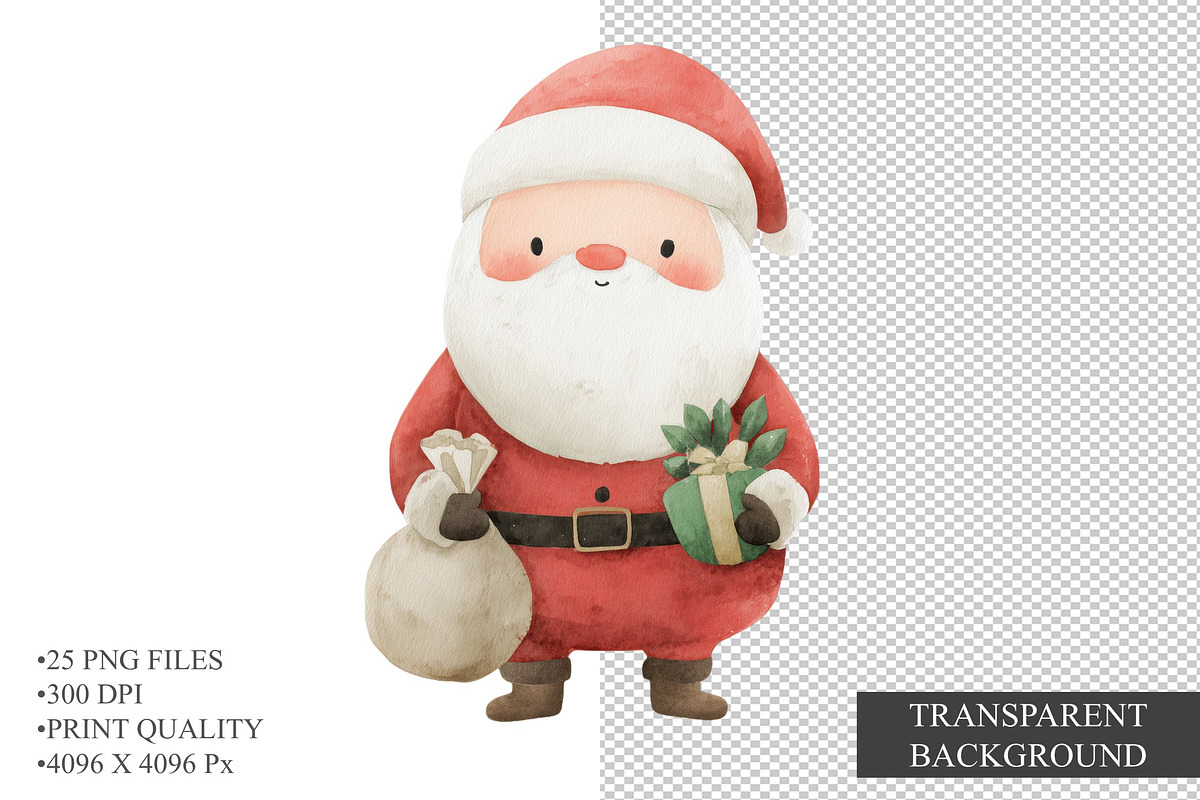 Cute Santa Claus Clipart, a Seasonal Illustration by Housui Patterns (Photo 3 of 13)