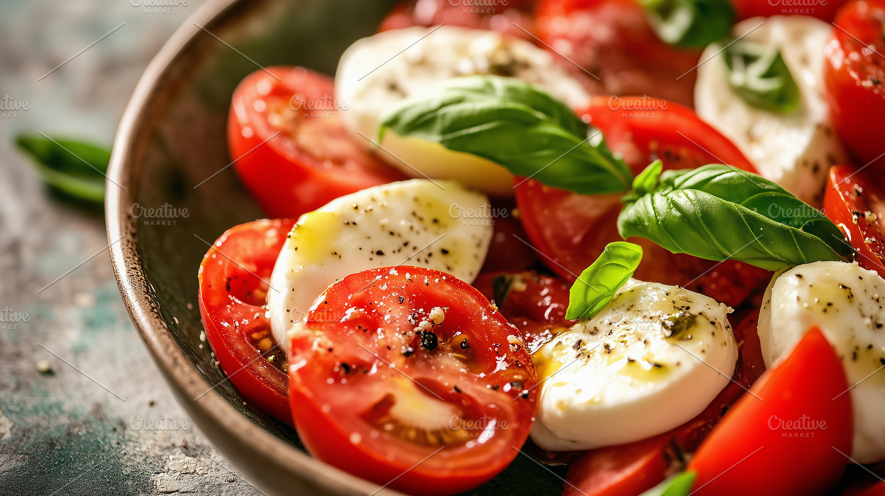 Italian caprese salad with fresh, a Food & Drink Photo by MistyDay