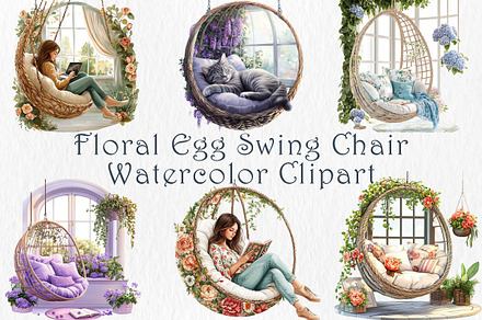 Floral Egg Swing Chair Clipart