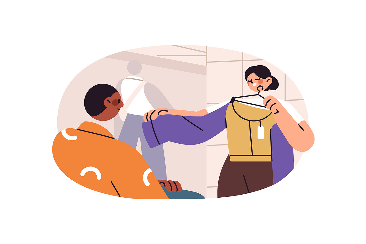 People shopping in store set, a Person Illustration by PaperTrident (Photo 5 of 15)