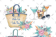 Poolside Watercolor Cliparts, an Illustration by Phantasia Design (Thumbnail 3 of 8)