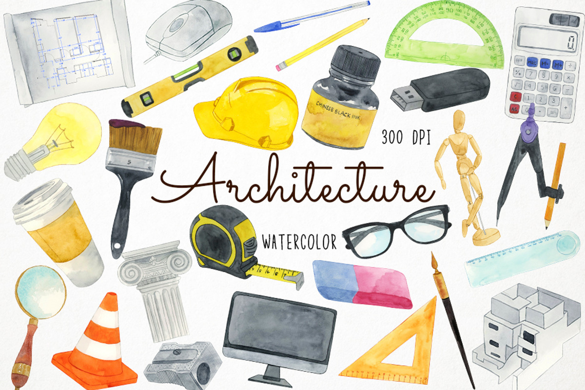 Watercolor Architecture Clipart, an Illustration by Paulaparaula (Photo 1 of 2)