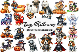 Dogs Halloween Costumes Clipart, an Illustration by Daily.Designs