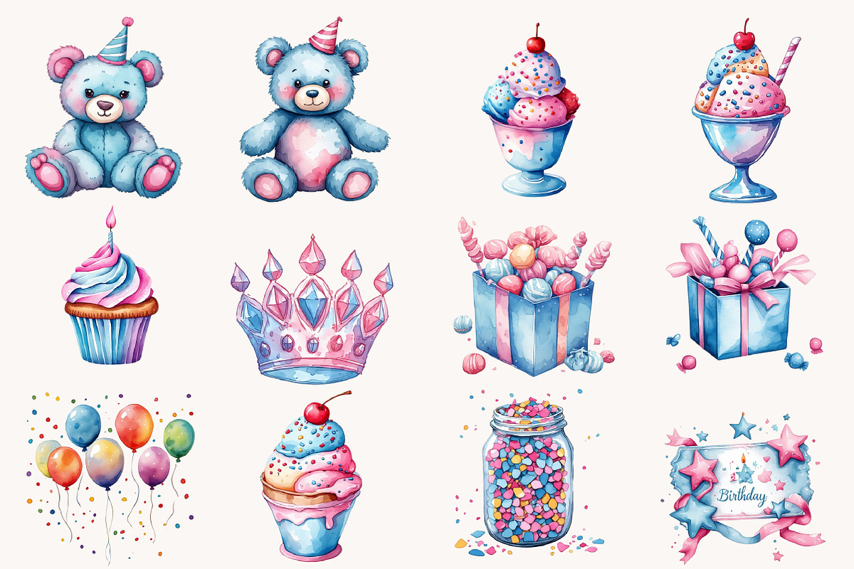 Watercolor Birthday Celebration PNG, a Seasonal Illustration by Designworld (Photo 3 of 9)