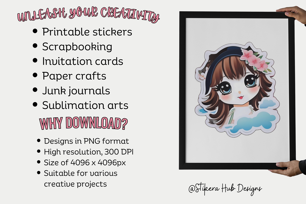 Cute Anime Girl Sticker Clipart, a Person Illustration by Stickera Hub (Photo 4 of 8)