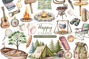 Watercolor Retro Camper Clipart, an Illustration by MockupWizard (Thumbnail 1 of 7)