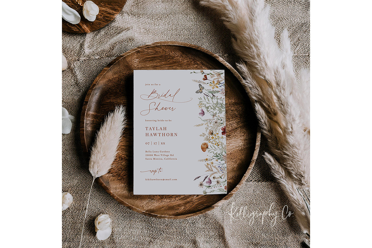 Pampas Wedding Card Template Mockup, a Mockup by Kelligraphy Co. (Photo 2 of 2)